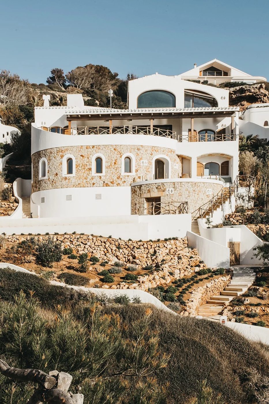White stone villa on a Menorca hillside